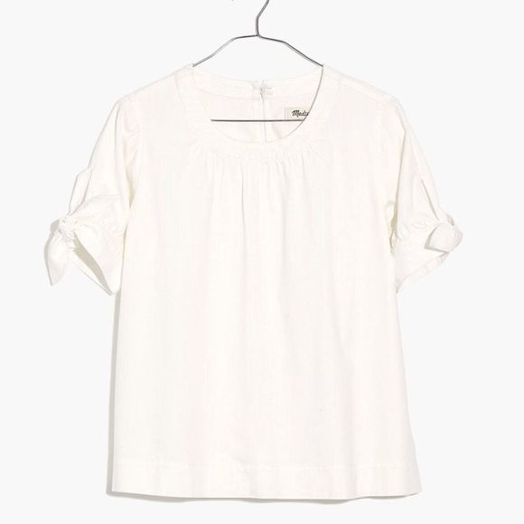 Madewell Tops - New MADEWELL Size XS Denim Tie-Cuff Shirt in Pure White